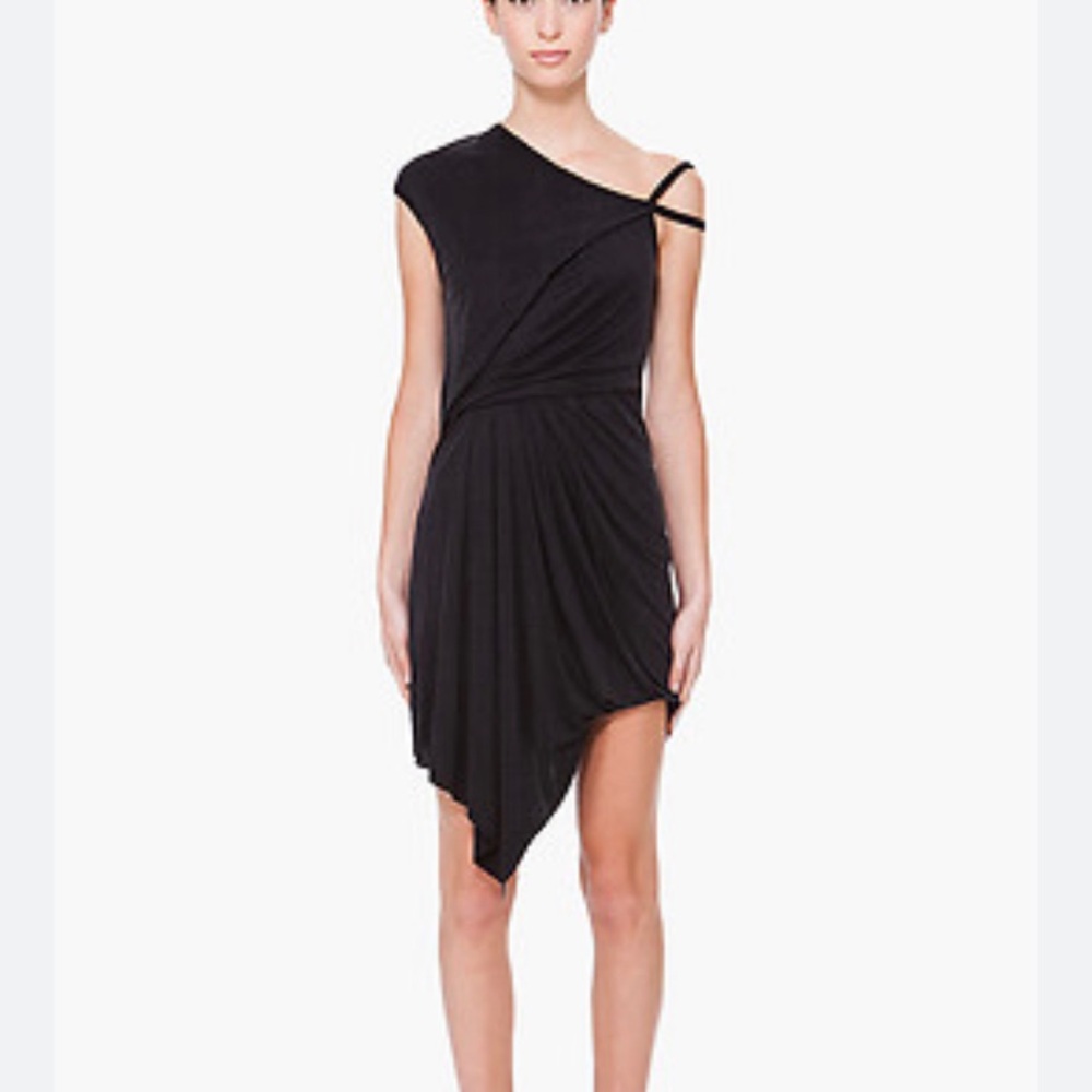 Helmut Lang Black Asymmetrical One-Shoulder Dress